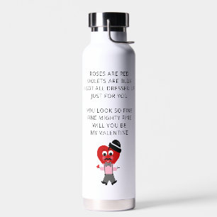 Funny Valentines Day Roses Are Red Poem Girlfriend Water Bottle
