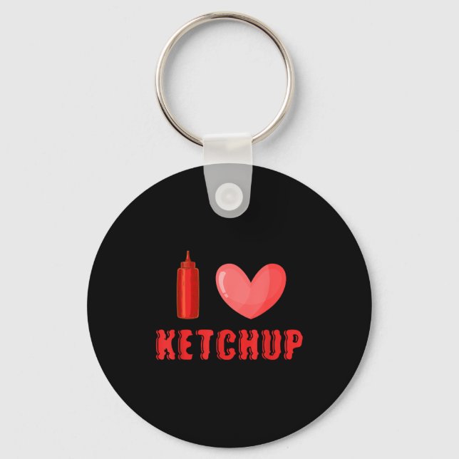 Funny Valentines Day Shirt I Love Ketchup Valentin Key Ring (Front)