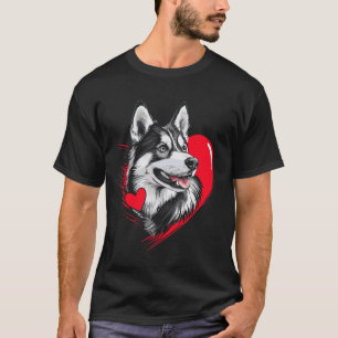 Funny Valentine's Day Siberian Husky Dog Heart T-Shirt