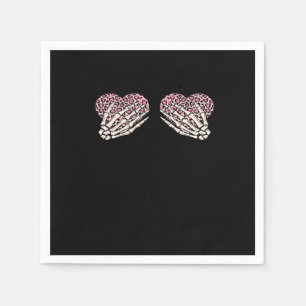Funny Valentines Day Skeleton Hands Hearts Girl Cl Napkin