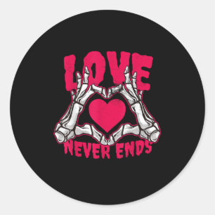 Funny Valentines Day Skeleton Heart Hands Classic Round Sticker