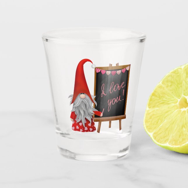 Funny valentines Gnome Two-Tone  Shot Glass (Front)