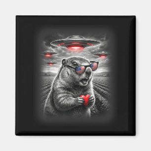 Funny Valentines Groundhog Heart Selfie Alien Ufo  Magnet