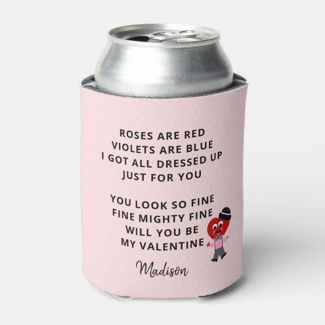 Funny Valentines Roses Are Red Poem Girlfriend Can Cooler (Can Front)