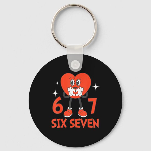 Funny Valentines Six Seven Hearts 6 7 Meme Boys Gi Key Ring (Front)