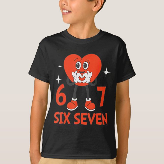 Funny Valentines Six Seven Hearts 6 7 Meme Boys Gi T-Shirt (Front)