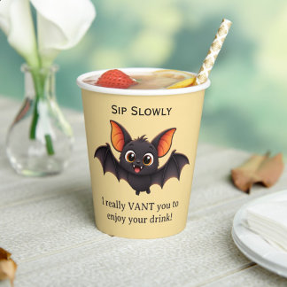 Funny Vampire Bat Halloween Party  Paper Cups