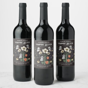 Funny Vampire Blood Halloween Baby Shower Wine Label