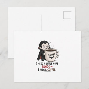 Funny Vampire Coffee Halloween Illustration Postcard