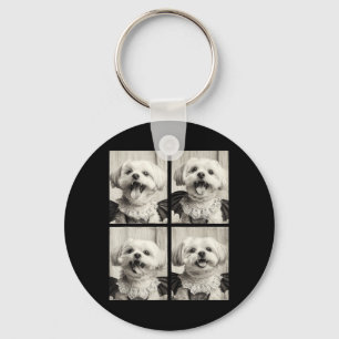 Funny Vampire Maltese Y Cute Dog Halloween Costume Key Ring