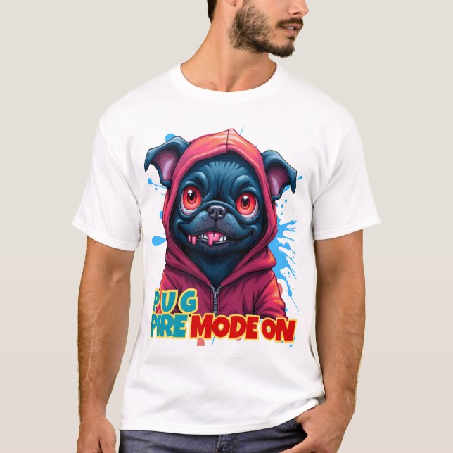 Funny Vampire Pug Graffiti T-Shirt (Front)