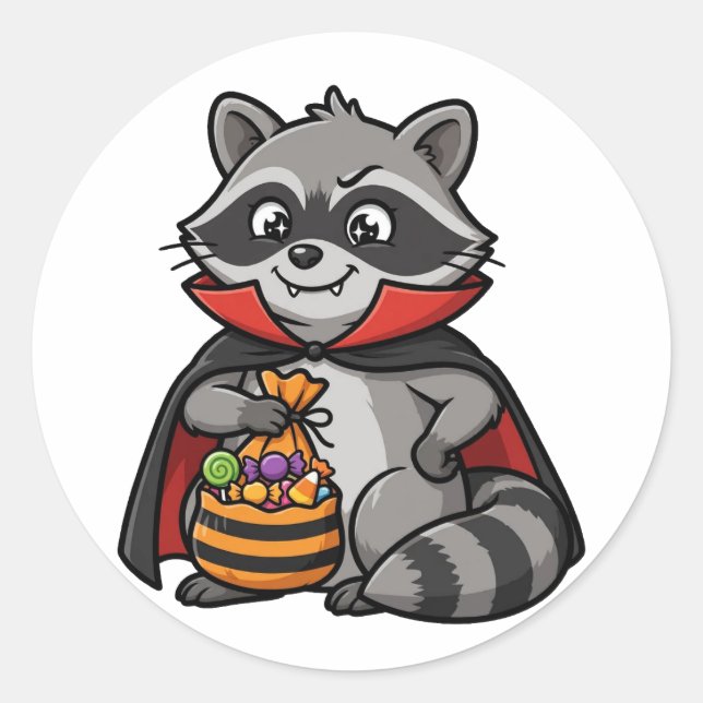 Funny Vampire Racoon Halloween Sticker (Front)