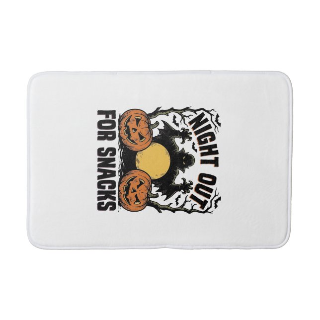 Funny Vampire Shirt with Spooky Pumpkin Night Art_ Bath Mat (Front)