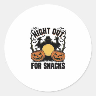 Funny Vampire Shirt with Spooky Pumpkin Night Art_ Classic Round Sticker