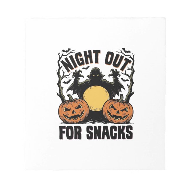 Funny Vampire Shirt with Spooky Pumpkin Night Art_ Notepad (Front)