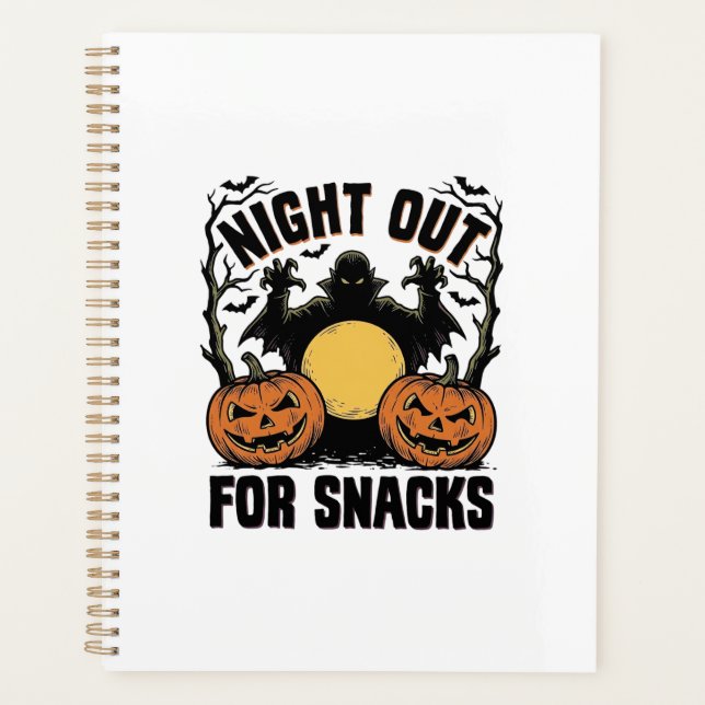 Funny Vampire Shirt with Spooky Pumpkin Night Art_ Planner (Front)