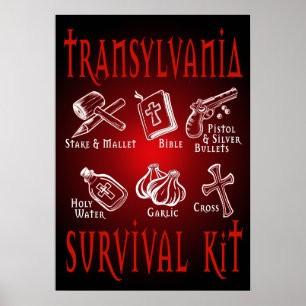 Funny Vampire Transylvania Survival Kit  Poster