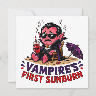 Funny Vampire's First Sunburn Beach Design Card
