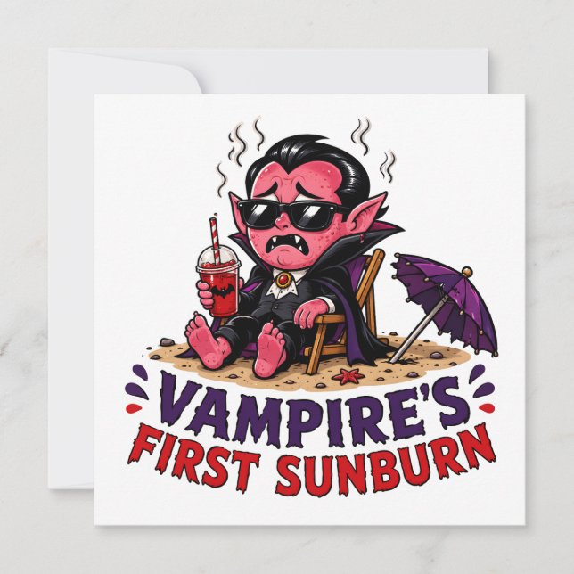 Funny Vampire's First Sunburn Beach Design Card (Front)