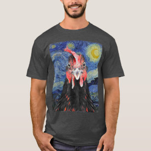Funny Van Gogh Starry Night Chicken Painting T-Shirt