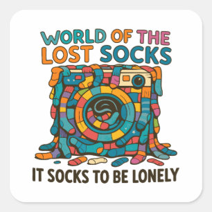 Funny Vanish Socks World Missing But Not Forgotten Square Sticker