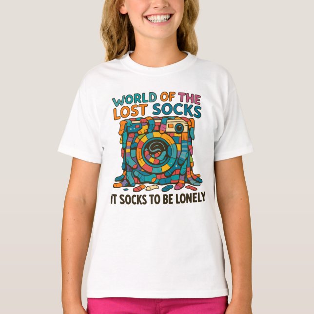 Funny Vanish Socks World Missing But Not Forgotten T-Shirt (Front)