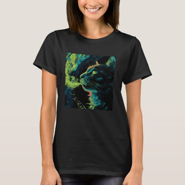 Funny Vaping Cat, Vape Kitty Meme, Feline Vaper, C T-Shirt (Front)