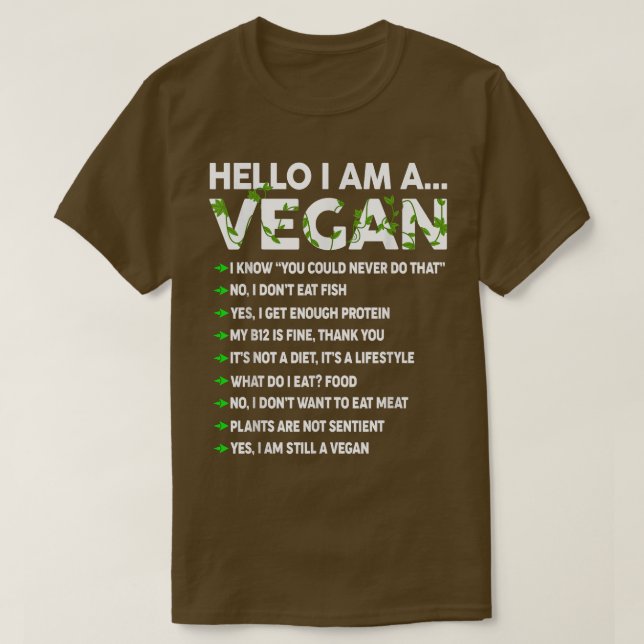 Funny Vegan Activism Vegetarian Hello I'm Vegan Wo T-Shirt (Design Front)
