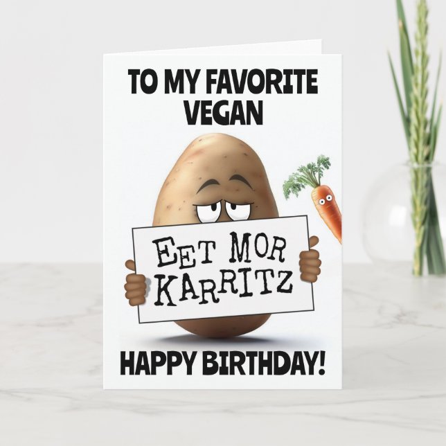 Funny Vegan Birthday Card (Front)