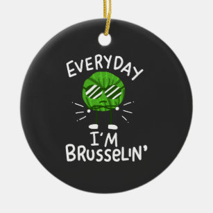 Funny Vegan Brussels Sprouts Ceramic Tree Decoration