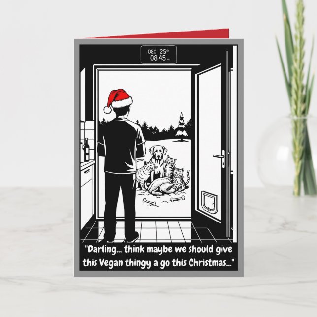 Funny Vegan Christmas  Card (Front)