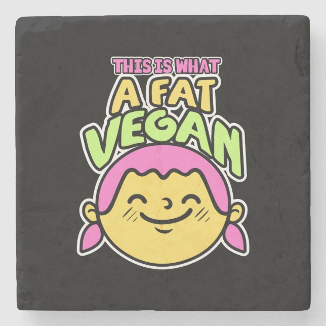 Funny Vegan Design Vegetarian Stone Coaster (Front)
