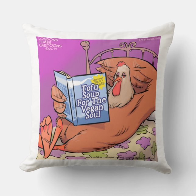 Funny Vegan Soul Large Cotton Throw Pillow (Front)
