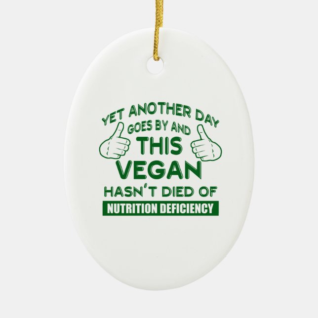 Funny Vegan T-shirt Ceramic Tree Decoration (Front)