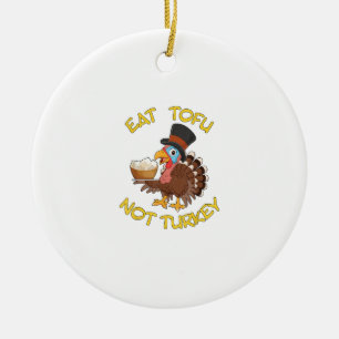 Funny Vegan Vegetarian Thanksgiving Meal Eat Tofu Ceramic Tree Decoration