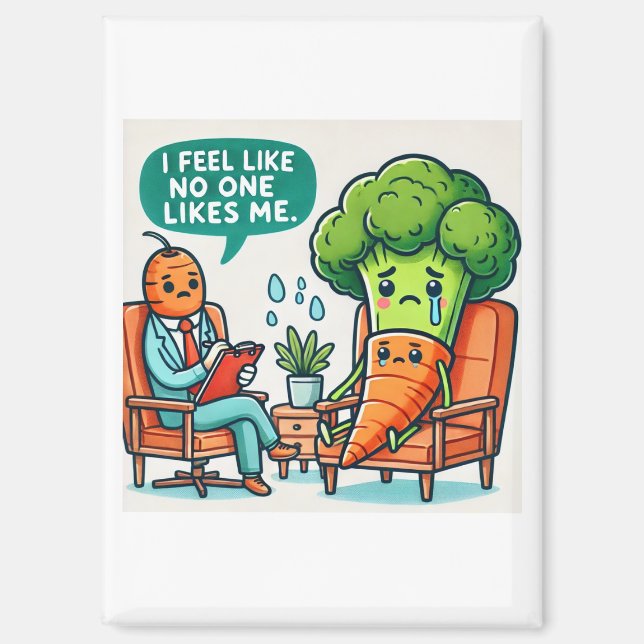 Funny Vegetable Therapy Cartoon Magnet (Front)