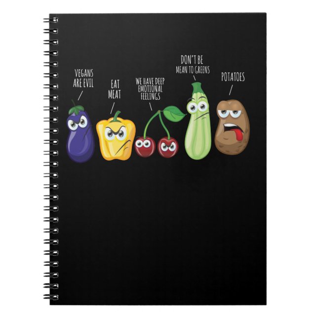 Funny Vegetables Humour Vegan Sarcastic Quote Notebook (Front)