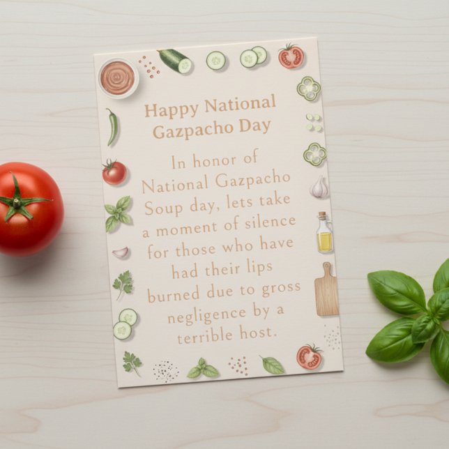 funny vegetables National Gazpacho Day Thank You Card (Creator Uploaded)
