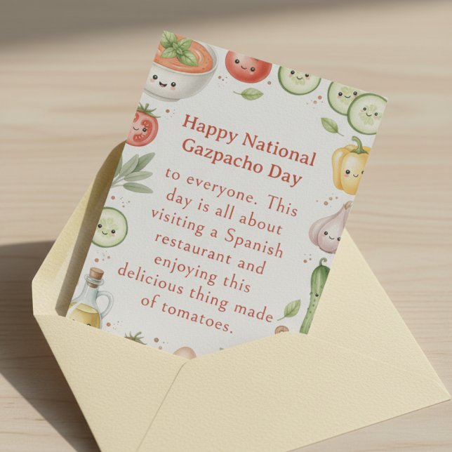 funny vegetables National Gazpacho Day Thank You Card (Creator Uploaded)