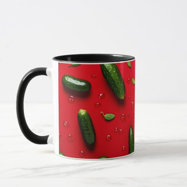 Funny Vegetarian Cool Green Fresh Cucumber  Mug (Left)