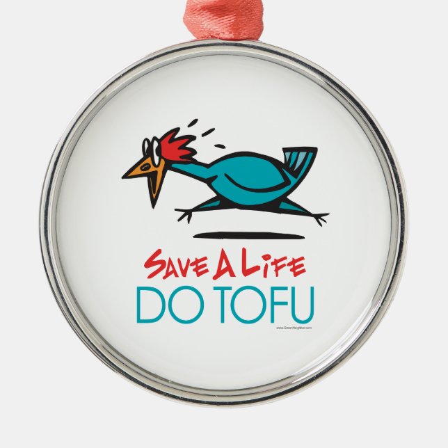 Funny Vegetarian Tofu Metal Tree Decoration (Front)