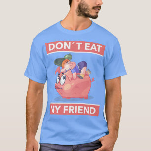 Funny Vegetarian Vegan Boy with Pigs Friend T-Shirt