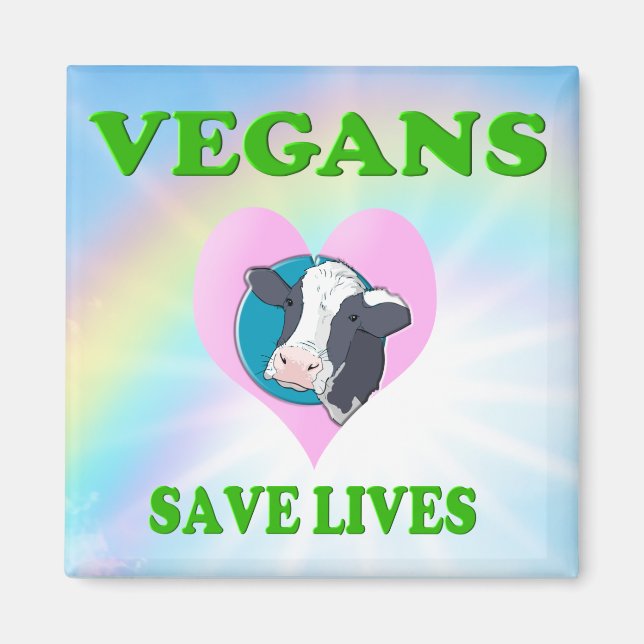 Funny Vegetarian / Vegans Save Lives Magnet (Front)