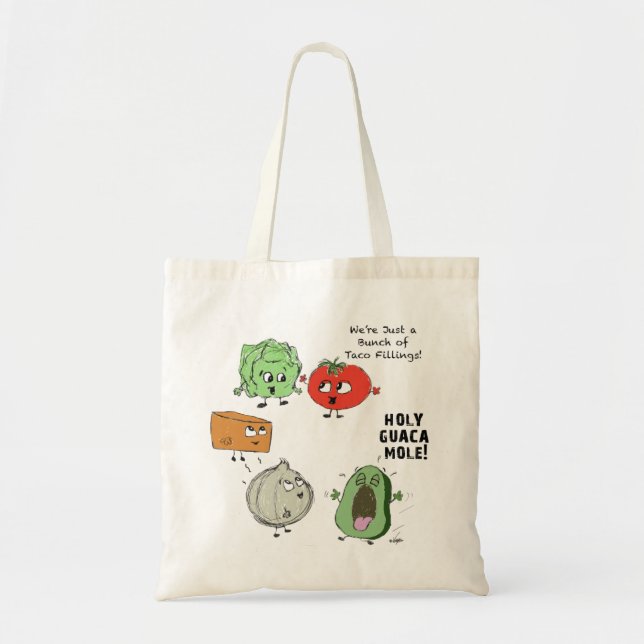 Funny Veggie Farmer's Market Reusable Tote Bag (Front)