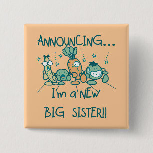 Funny Veggies New Big Sister 15 Cm Square Badge