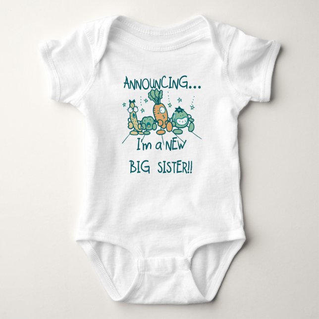 Funny Veggies New Big Sister Baby Bodysuit (Front)