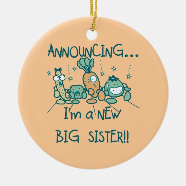 Funny Veggies New Big Sister Ceramic Tree Decoration (Front)