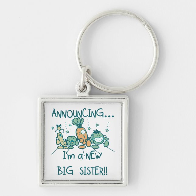 Funny Veggies New Big Sister Key Ring (Front)