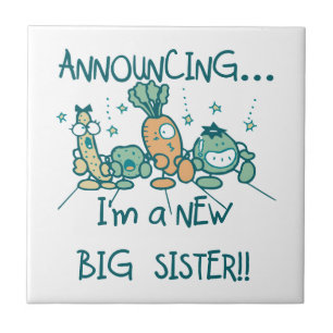 Funny Veggies New Big Sister Tile