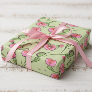 Funny Venus Flytrap Plants Green Wrapping Paper
